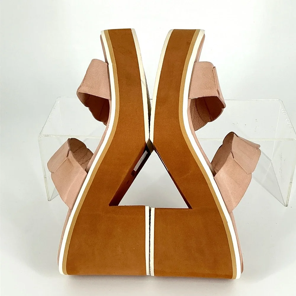 Antelope Size 40 US 9-9.5 Tan Nude Leather Chunky Platform Slide Sandal NEW $189